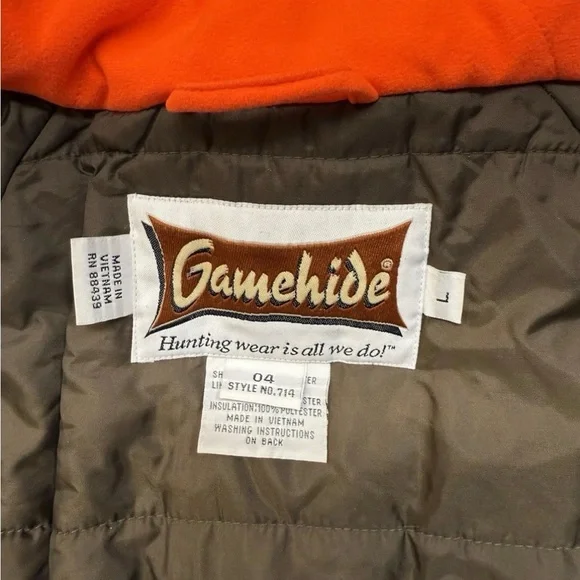 Gamehide Hush Hide Hunting Jacket Blaze Orange Men’s Size Large